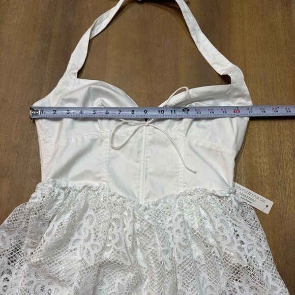 For Love and‎ Lemons Sonnet Lace Maxi Dress Medium White Halter - Picture 5 of 16
